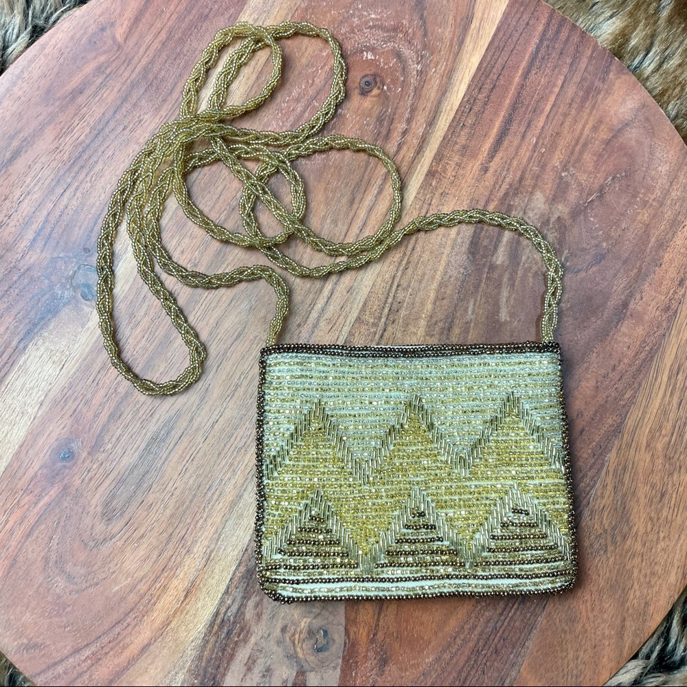 Kashiwa Beads Small Chevron Style Beaded Purse